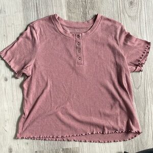 Pink Ribbed Crop Top